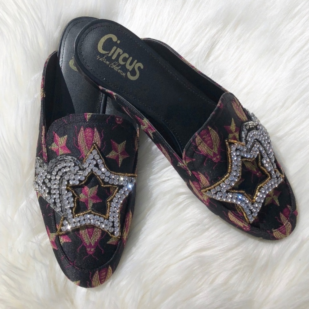 HP x3 Circus Embroidered Crystal Mule Flat